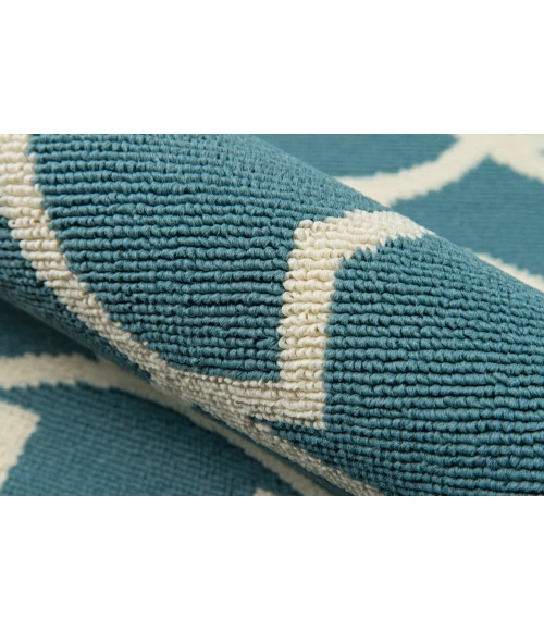 Momeni Baja Area Rug BAJ11 Moroccan Tile Blue 6'7 X 9'6