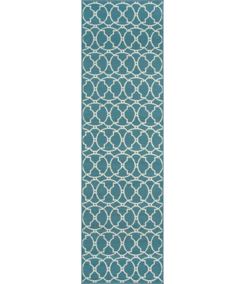 Momeni Baja Area Rug BAJ11 Moroccan Tile Blue 6'7 X 9'6