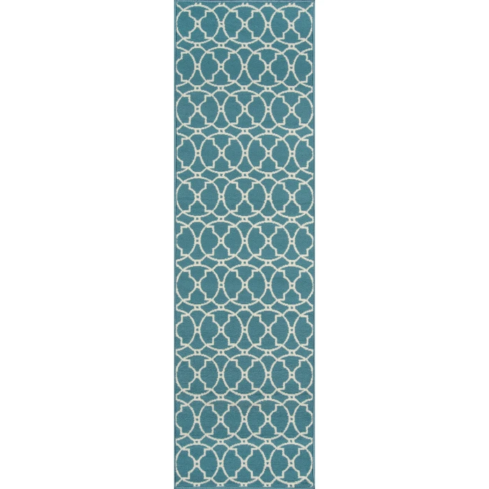 Momeni Baja Area Rug BAJ11 Moroccan Tile Blue 6'7 X 9'6