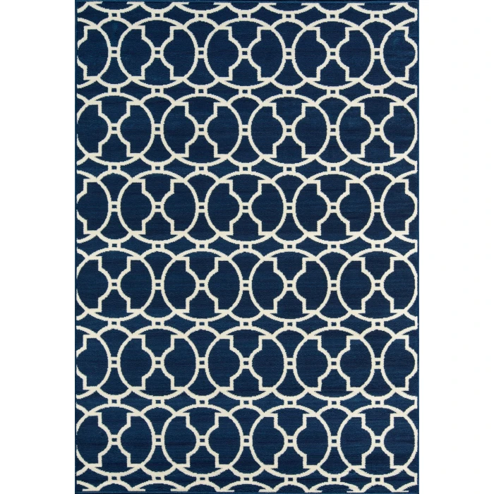 Momeni Baja Area Rug BAJ11 Moroccan Tile Navy 8'6 X 13'
