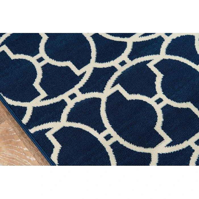 Momeni Baja Area Rug BAJ11 Moroccan Tile Navy 8'6 X 13'