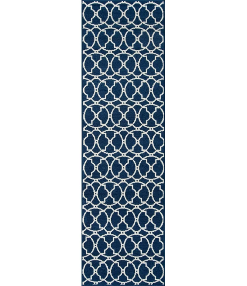 Momeni Baja Area Rug BAJ11 Moroccan Tile Navy 7'10 X 10'10