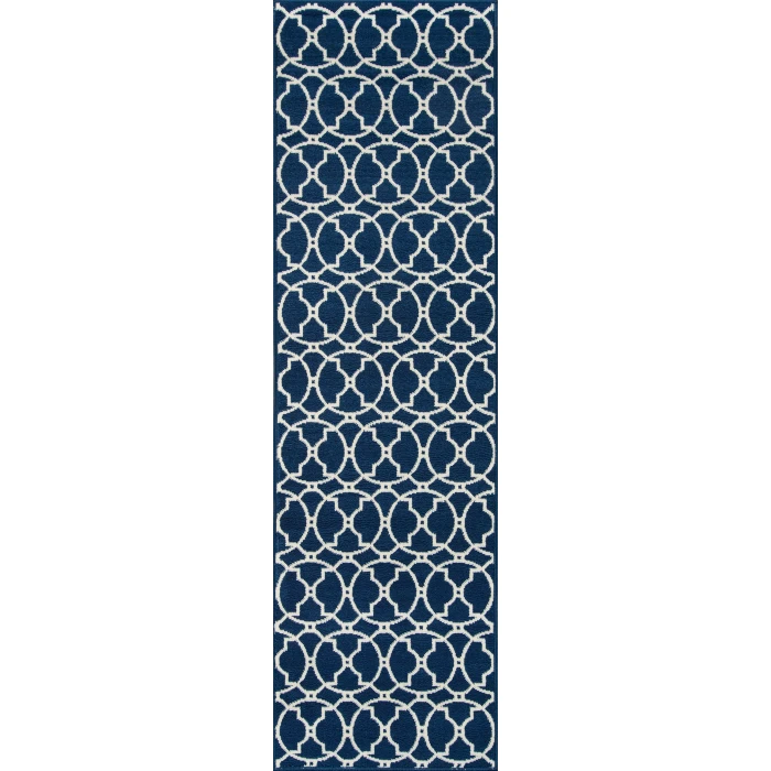 Momeni Baja Area Rug BAJ11 Moroccan Tile Navy 8'6 X 13'