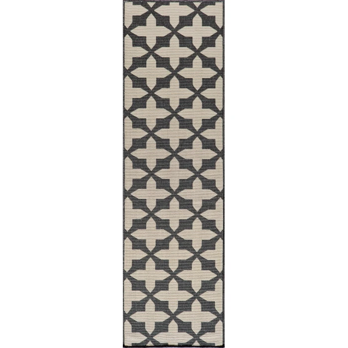 Momeni Baja Area Rug BAJ12 Crisscross Charcoal 6'7 X 9'6