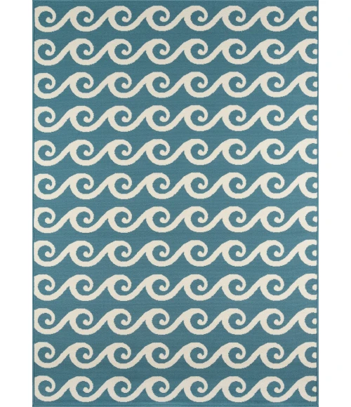 Momeni Baja Area Rug BAJ14 Waves Blue 6'7 X 9'6