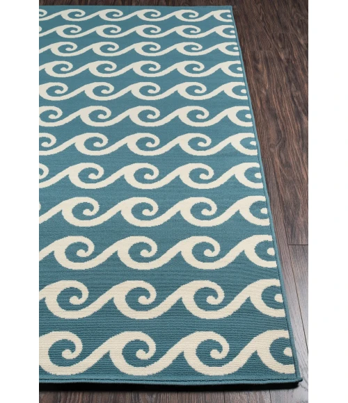 Momeni Baja Area Rug BAJ14 Waves Blue 6'7 X 9'6