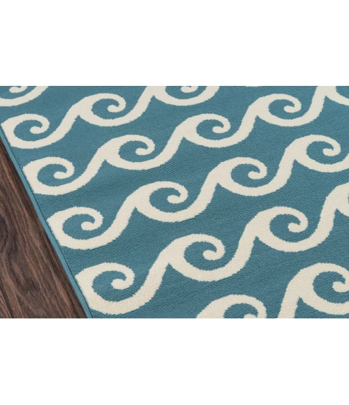 Momeni Baja Area Rug BAJ14 Waves Blue 6'7 X 9'6