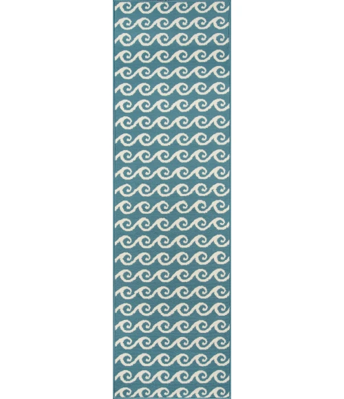 Momeni Baja Area Rug BAJ14 Waves Blue 6'7 X 9'6