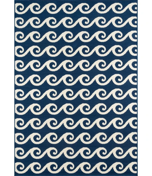 Momeni Baja Area Rug BAJ14 Waves Navy 6'7 X 9'6