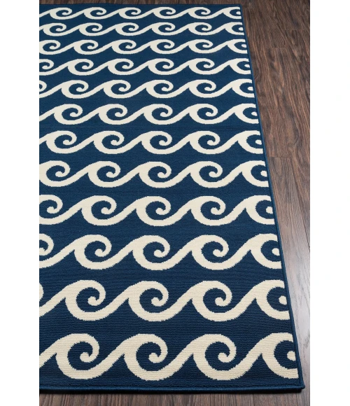 Momeni Baja Area Rug BAJ14 Waves Navy 6'7 X 9'6