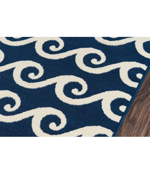 Momeni Baja Area Rug BAJ14 Waves Navy 6'7 X 9'6