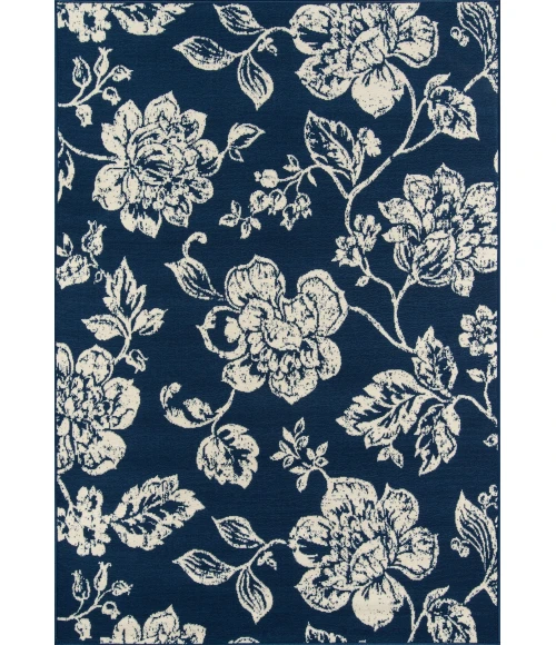 Momeni Baja Area Rug BAJ18 Floral Blooms Navy 7'10 X 10'10