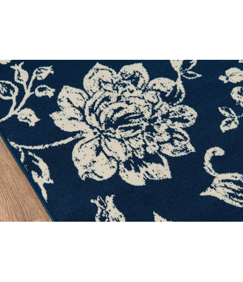 Momeni Baja Area Rug BAJ18 Floral Blooms Navy 7'10 X 10'10