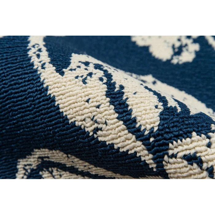 Momeni Baja Area Rug BAJ18 Floral Blooms Navy 5'3 X 7'6