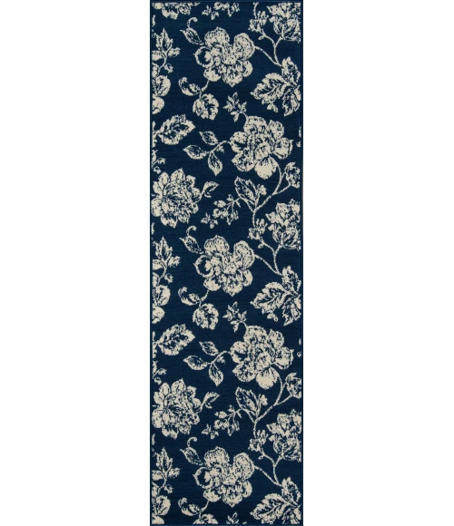 Momeni Baja Area Rug BAJ18 Floral Blooms Navy 7'10 X 10'10