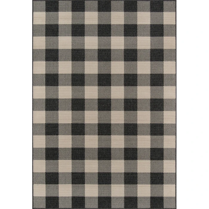 Momeni Baja Area Rug BAJ25 Buffalo Check Charcoal 1'8 X 3'7
