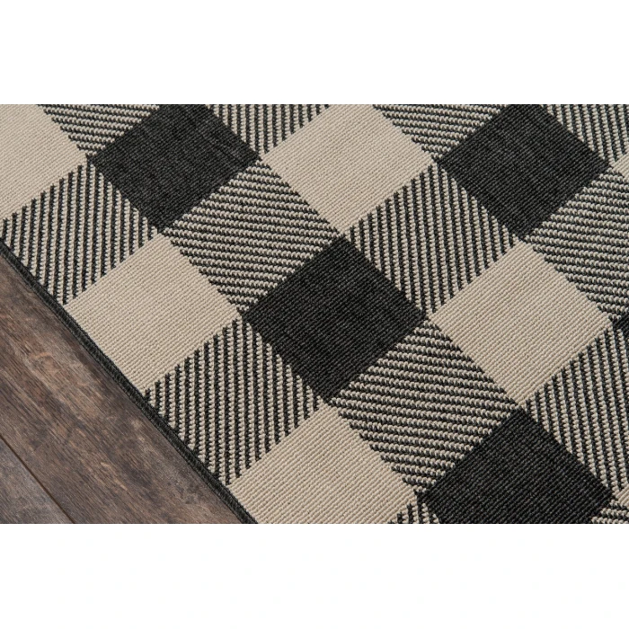 Momeni Baja Area Rug BAJ25 Buffalo Check Charcoal 1'8 X 3'7