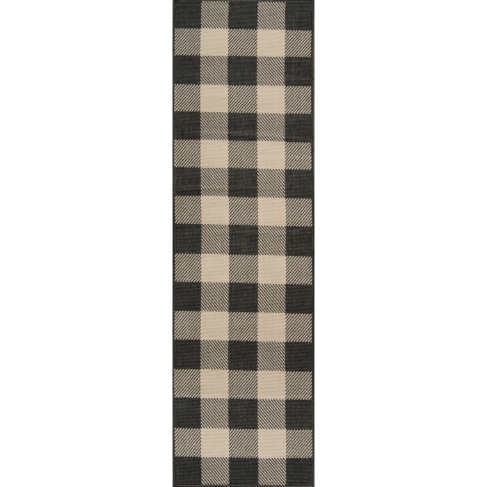 Momeni Baja Area Rug BAJ25 Buffalo Check Charcoal 1'8 X 3'7
