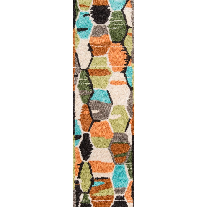 Momeni Bungalow Area Rug BUN-3 Tiles Multi 7'6 X 9'6