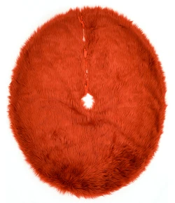 Momeni Furry Tree Skirt FTS-1 Red 5 ft. X 5 ft. Round Rug