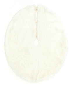 Momeni Furry Tree Skirt FTS-1 White 5 ft. X 5 ft. Round Rug