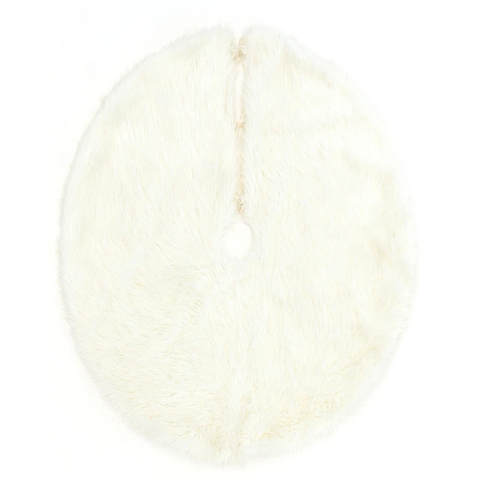 Momeni Furry Tree Skirt FTS-1 White 5 ft. X 5 ft. Round Rug