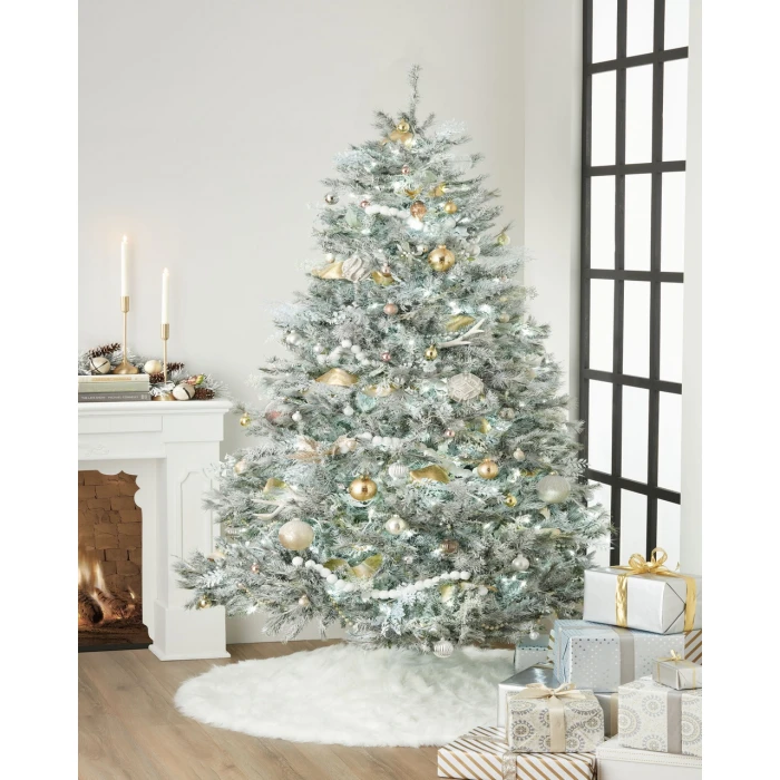 Momeni Furry Tree Skirt FTS-1 White 5 ft. X 5 ft. Round Rug