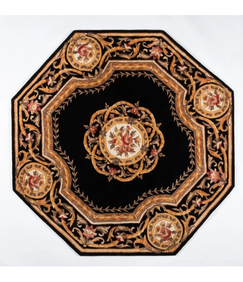 Momeni Harmony India Area Rug HAI12 Black 4' X 4' Round