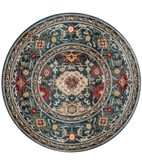 Momeni Lenox Area Rug LE-03 Blue 5' X 5' Round