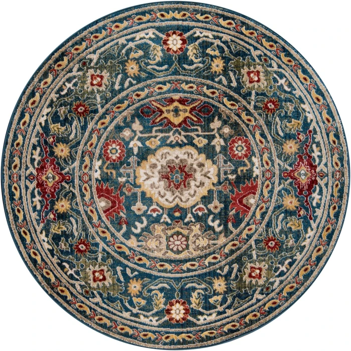 Momeni Lenox Area Rug LE-03 Blue 5' X 5' Round