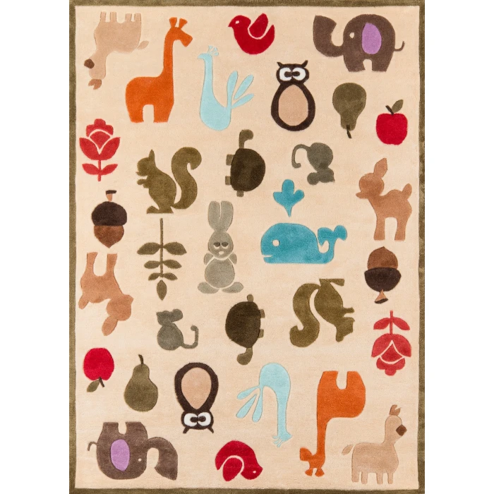 Momeni Lil Mo Whimsy Area Rug LMJ-2 Critters Ivory 2' X 3'