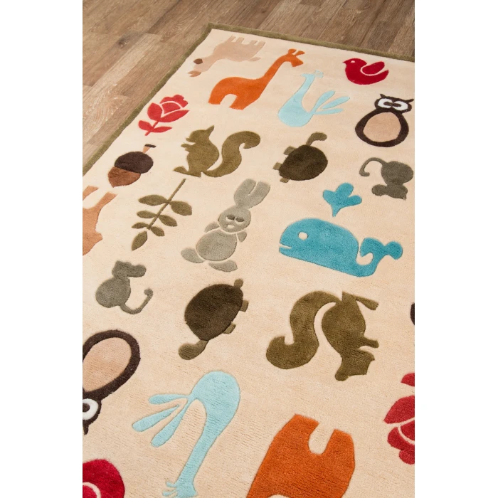 Momeni Lil Mo Whimsy Area Rug LMJ-2 Critters Ivory 2' X 3'