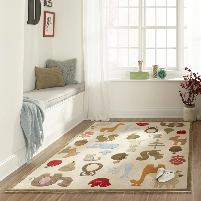 Momeni Lil Mo Whimsy Ivory LMJ-2 5 ft. X 5 ft. Round Rug