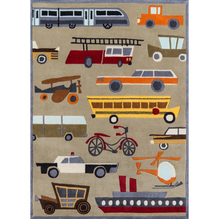 Momeni Lil Mo Whimsy Area Rug LMJ-8 Transportation Concrete 5' X 5' Round