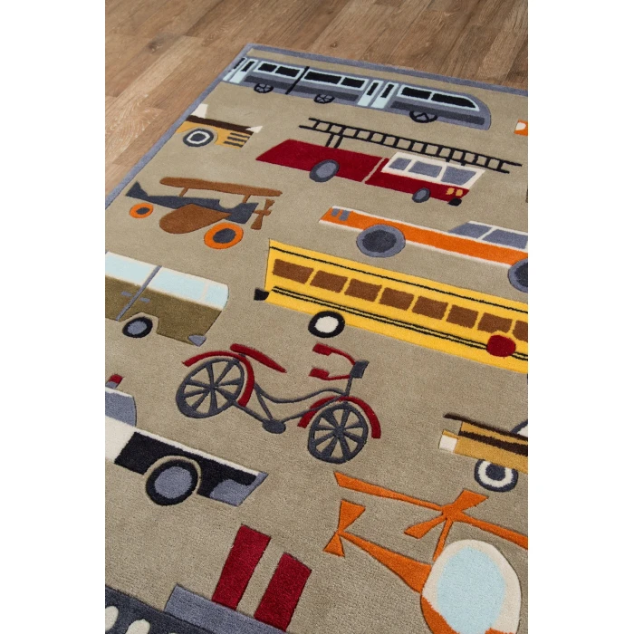 Momeni Lil Mo Whimsy Area Rug LMJ-8 Transportation Concrete 5' X 5' Round