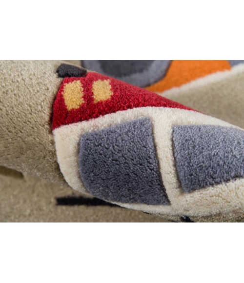 Momeni Lil Mo Whimsy Area Rug LMJ-8 Transportation Concrete 5' X 5' Round