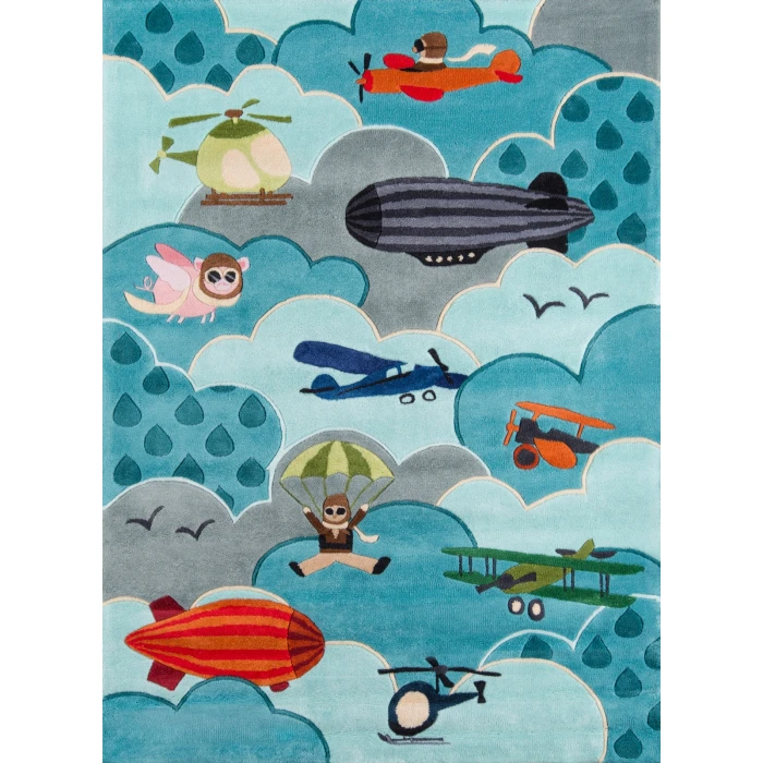 Momeni Lil Mo Whimsy Area Rug LMJ10 Aviator Sky 5' X 5' Round