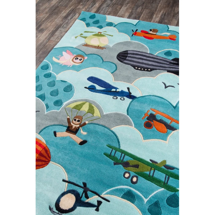 Momeni Lil Mo Whimsy Area Rug LMJ10 Aviator Sky 5' X 5' Round