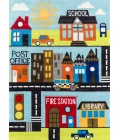 Momeni Lil Mo Whimsy Area Rug LMJ12 Town Scene Town 5' X 5' Round