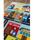 Momeni Lil Mo Whimsy Area Rug LMJ12 Town Scene Town 5' X 5' Round