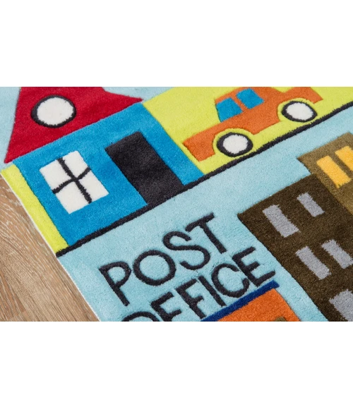 Momeni Lil Mo Whimsy Area Rug LMJ12 Town Scene Town 5' X 5' Round