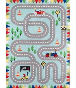 Momeni Lil Mo Whimsy Light Blue LMJ34 5 ft. X 5 ft. Round Rug