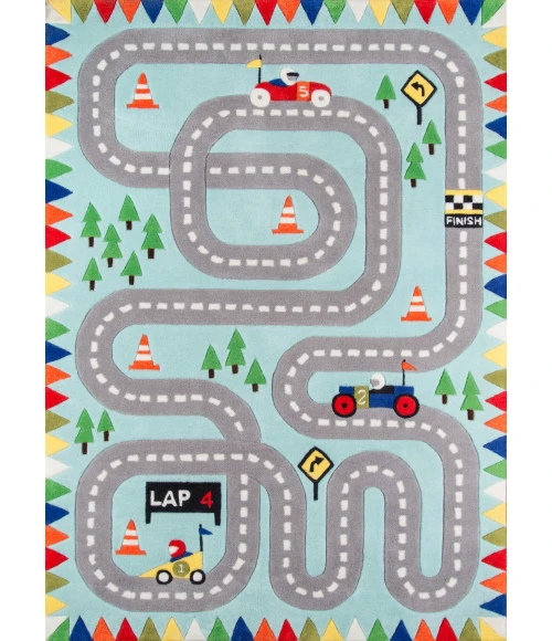 Momeni Lil Mo Whimsy Light Blue LMJ34 5 ft. X 5 ft. Round Rug