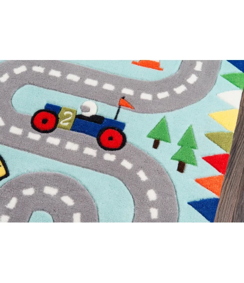 Momeni Lil Mo Whimsy Light Blue LMJ34 5 ft. X 5 ft. Round Rug