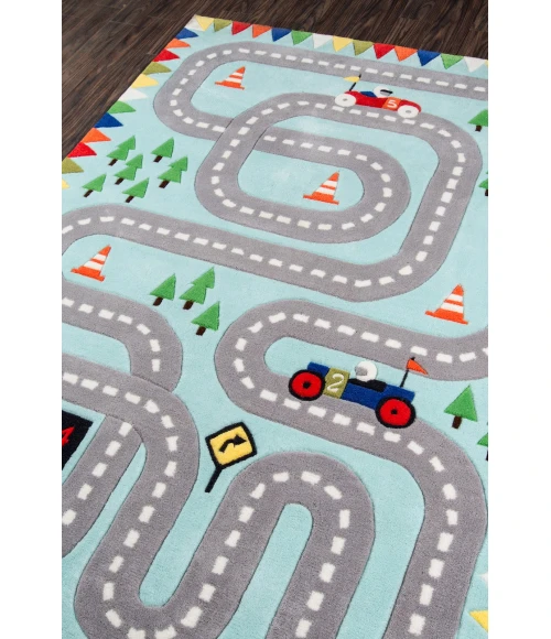 Momeni Lil Mo Whimsy Light Blue LMJ34 5 ft. X 5 ft. Round Rug