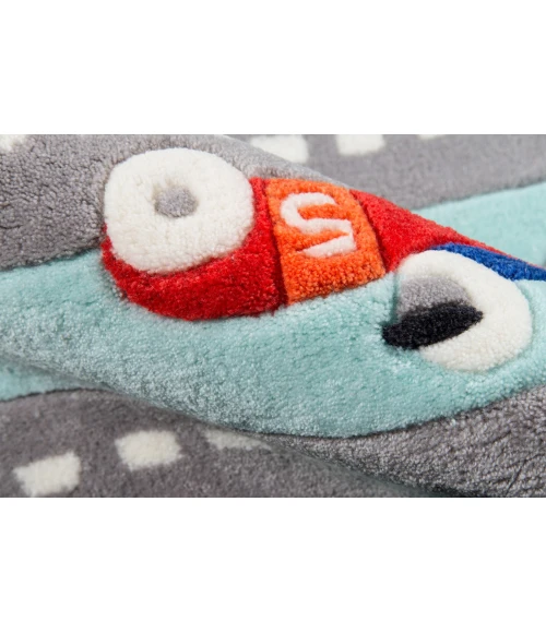 Momeni Lil Mo Whimsy Light Blue LMJ34 5 ft. X 5 ft. Round Rug