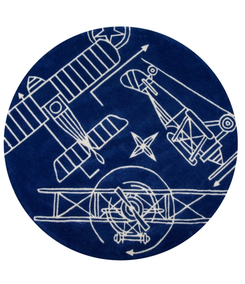 Momeni Lil Mo Hipster Area Rug LMT16 Blueprint Navy 5' X 5' Round