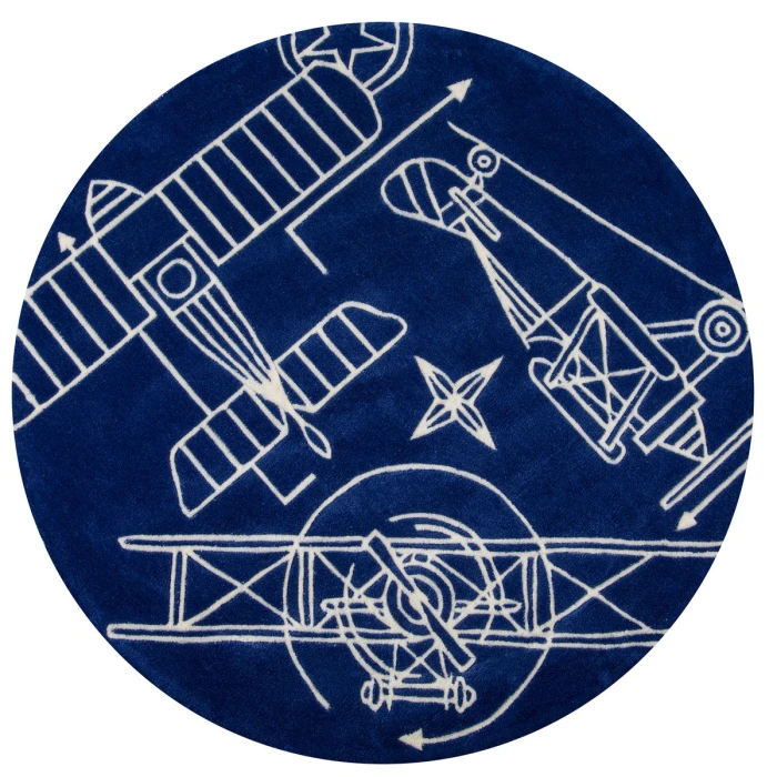 Momeni Lil Mo Hipster Area Rug LMT16 Blueprint Navy 5' X 5' Round