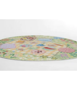 Momeni Playground Green PLY-2 4ft. X 4ft. Round Rug