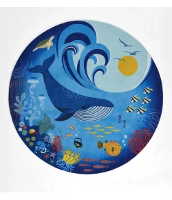 Momeni Playground Blue PLY-3 6ft. X 6ft. Round Rug
